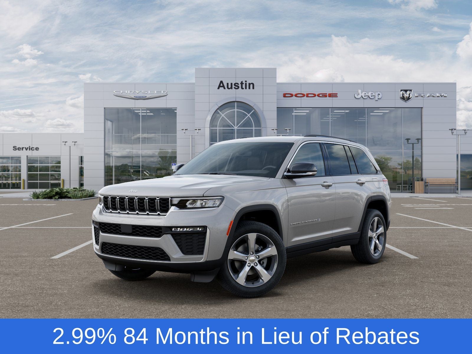 2026 Jeep Grand Cherokee GRAND CHEROKEE LIMITED 4X4 in Silver Zynith Exterior Paint — front three-quarter view