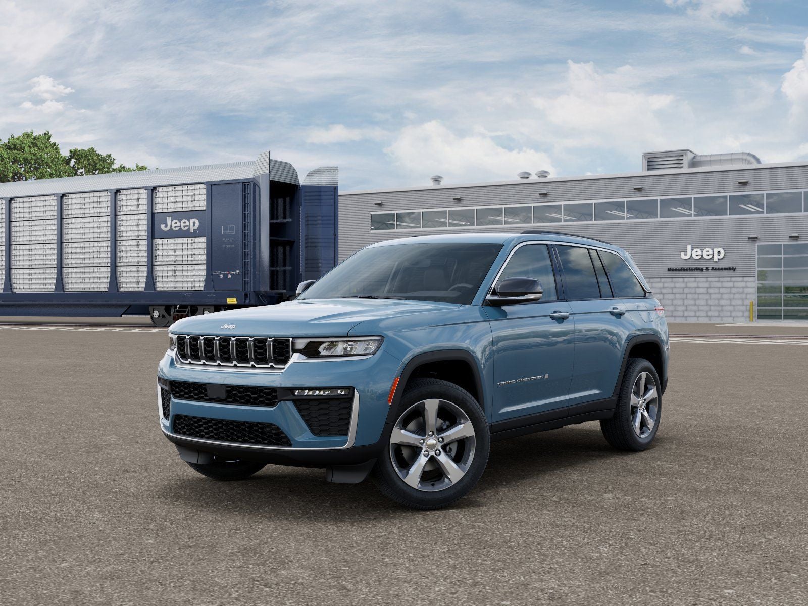 2026 Jeep Grand Cherokee GRAND CHEROKEE LIMITED 4X4 in Steel Blue Exterior Paint — front three-quarter view