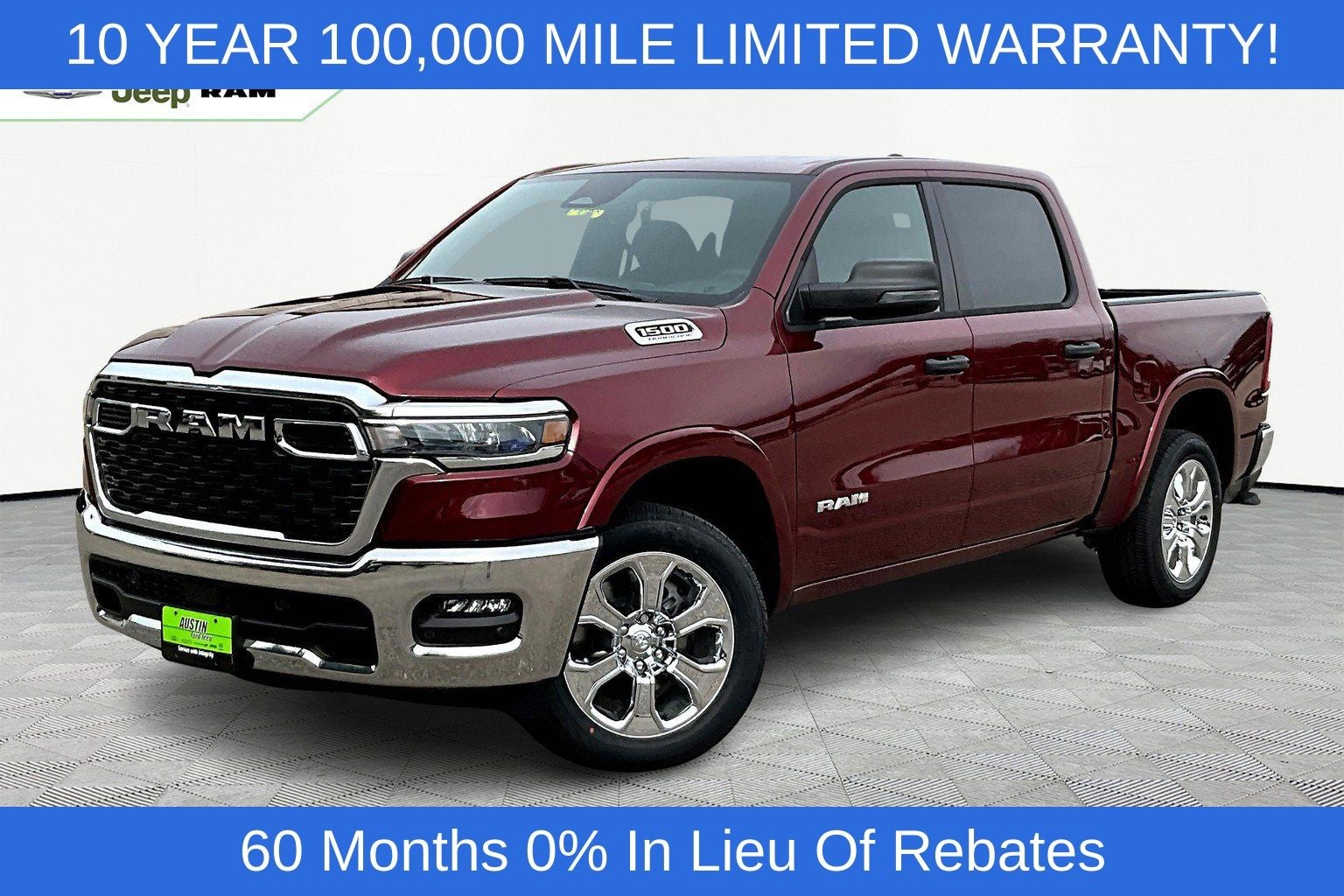 2026 RAM Ram 1500 RAM 1500 BIG HORN CREW CAB 4X4 5'7' BOX in Delmonico Red Pearl-Coat Exterior Paint — front three-quarter view