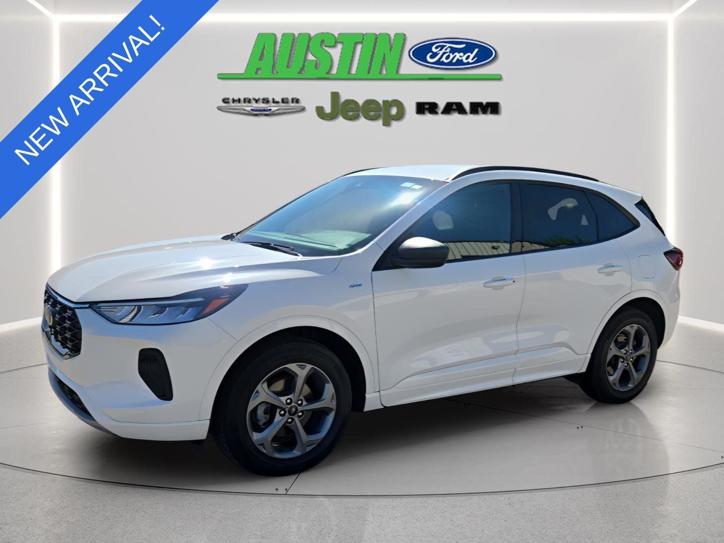 2023 Ford Escape ST-Line in White Metallic — front three-quarter view