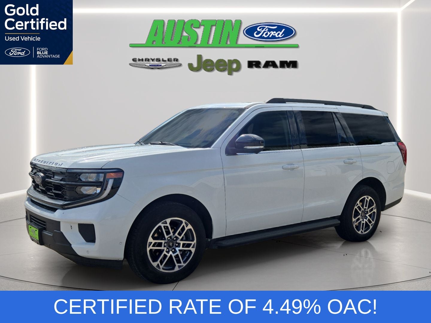 2025 Ford Expedition Active in White Metallic — front three-quarter view