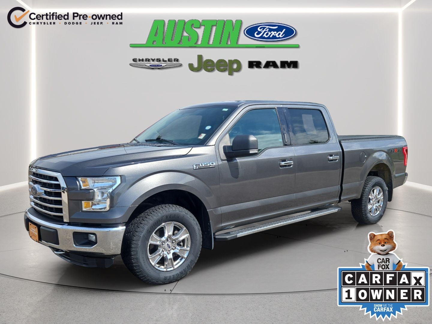 2016 Ford F-150 XLT in Magnetic — front three-quarter view