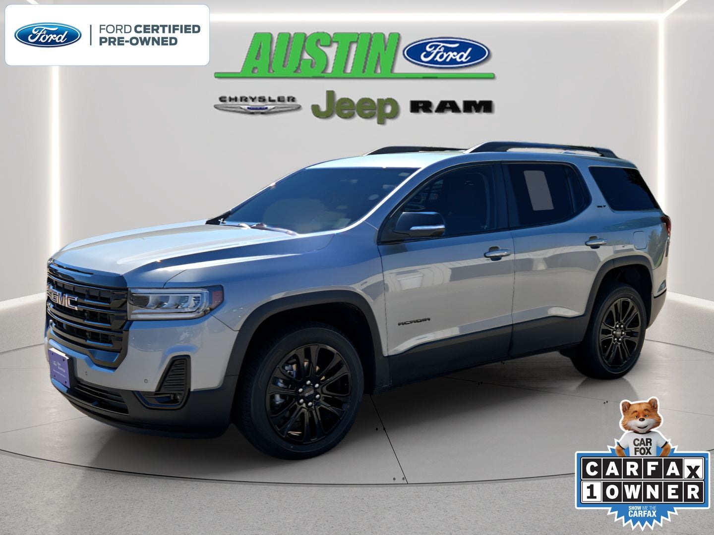 2023 GMC Acadia AWD SLT in Sterling Metallic — front three-quarter view