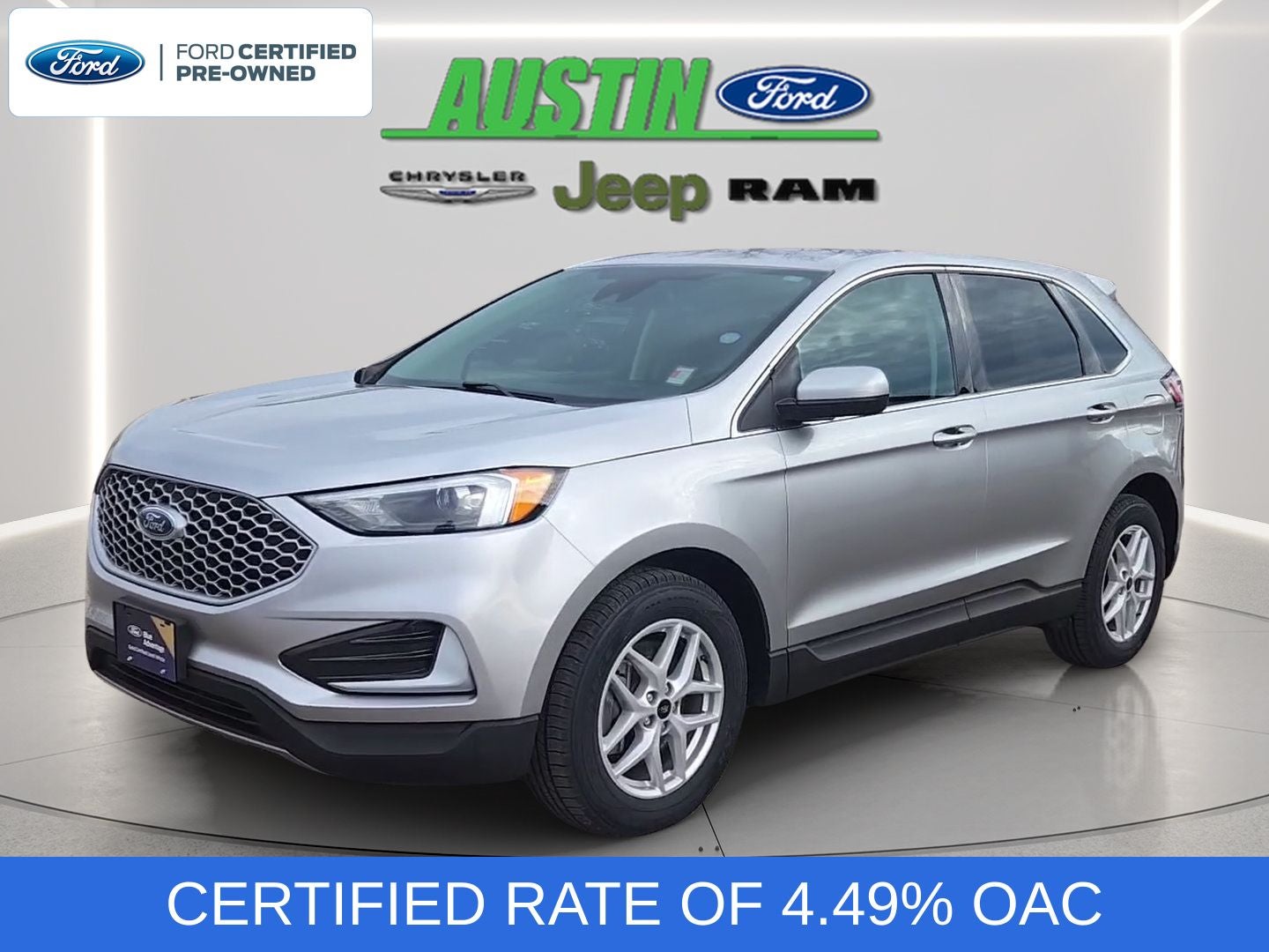 2024 Ford Edge SEL in Iconic Silver Metallic — front three-quarter view