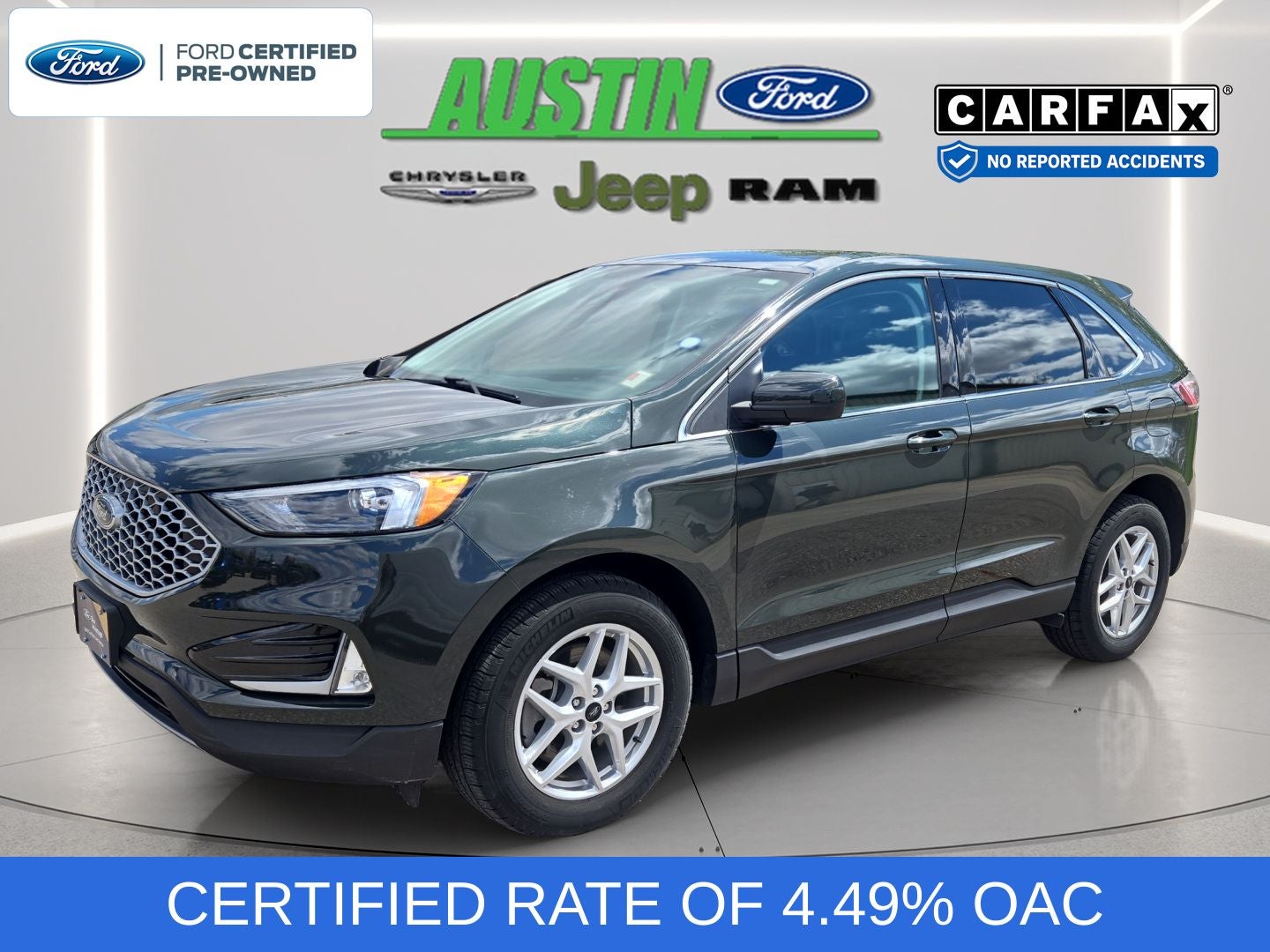 2024 Ford Edge SEL in Forged Green Metallic — front three-quarter view