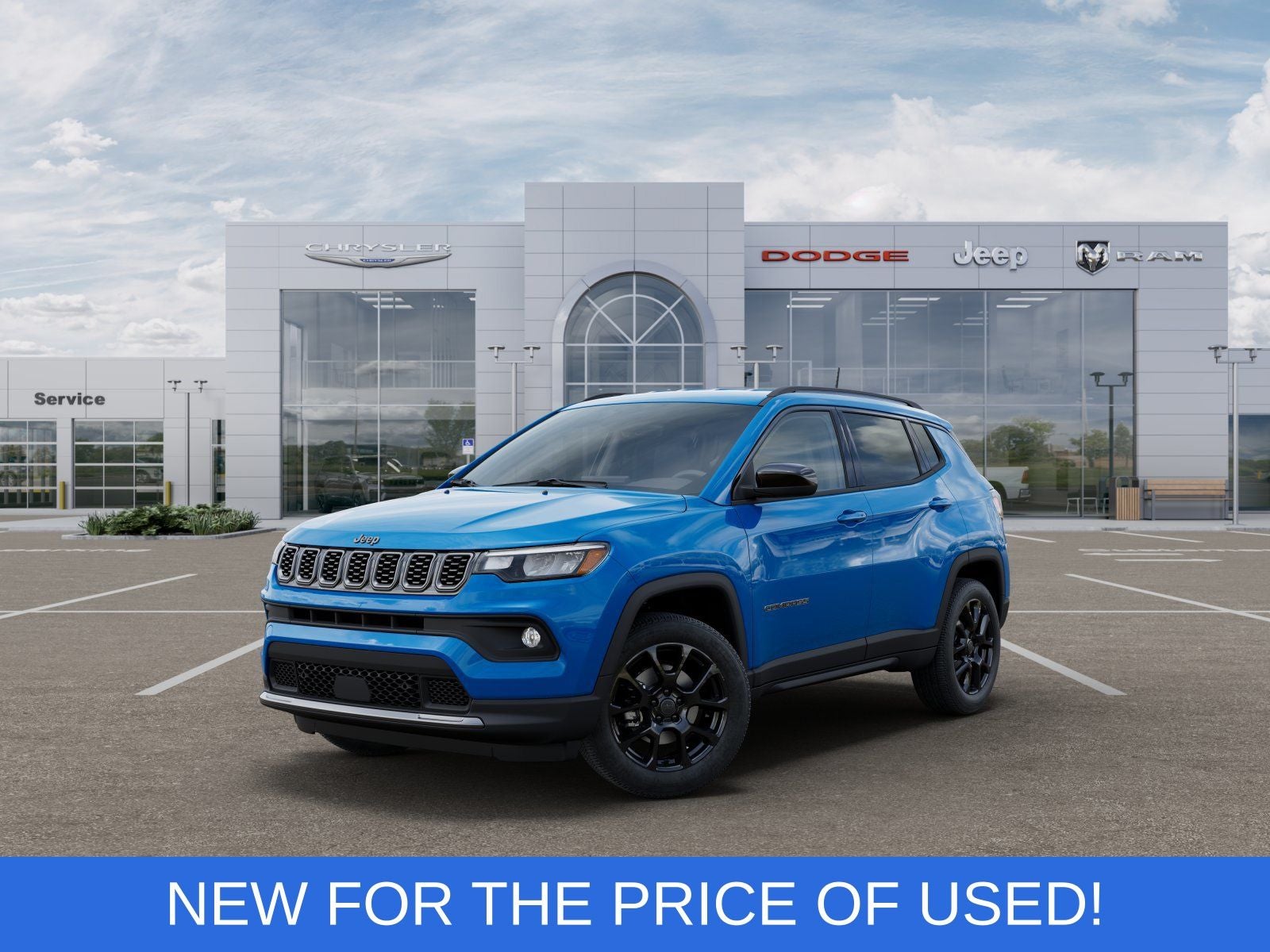 2026 Jeep Compass COMPASS LATITUDE ALTITUDE 4X4 in Hydro Blue Pearl-Coat Exterior Paint — front three-quarter view
