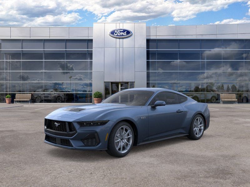 2026 Ford Mustang GT Premium in Vapor Blue Metallic — front three-quarter view