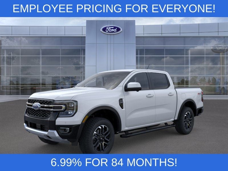 2026 Ford Ranger Lariat in Oxford White — front three-quarter view
