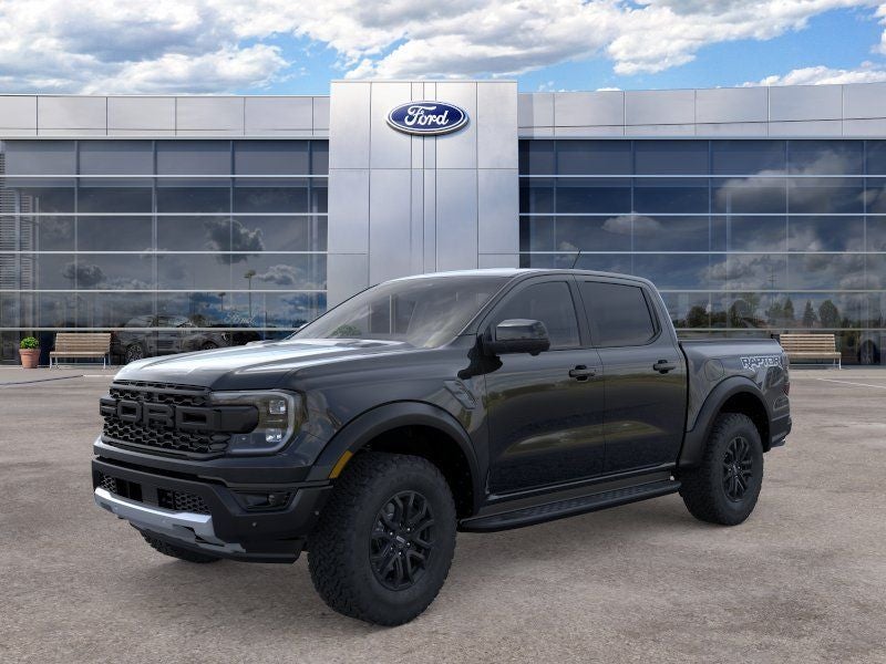 2026 Ford Ranger Raptor in Shadow Black — front three-quarter view