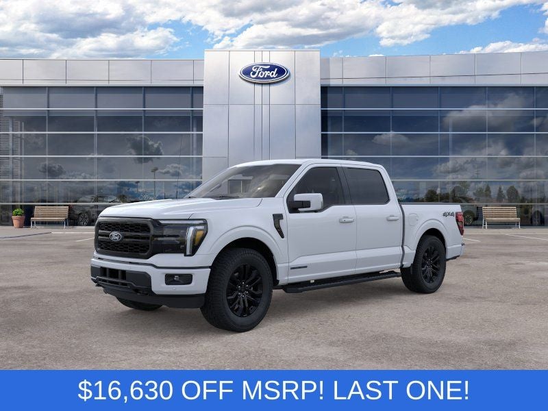 2025 Ford F-150 Lariat in Space White Metallic — front three-quarter view